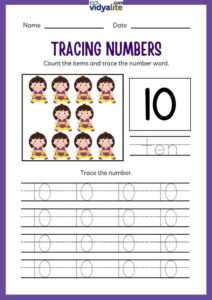 Free Printable Number 10 Tracing Worksheet