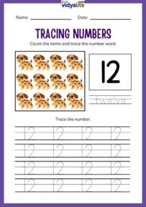 Free Printable Number 12 Tracing Worksheet
