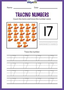 Free Printable Number 17 Tracing Worksheet