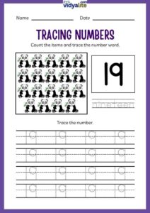 Free Printable Number 19 Tracing Worksheet