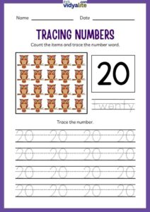 Free Printable Number 20 Tracing Worksheet
