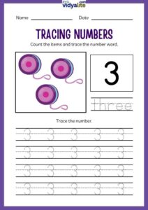 Free Printable Number 3 Tracing Worksheet