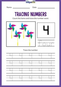 Free Printable Number 4 Tracing Worksheet