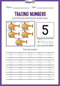 Free Printable Number 5 Tracing Worksheet