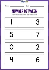 Free Printable Number Between Filling 2nd Set Worksheet