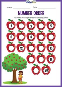 Free Printable Number Order Fill the Box 2nd Set Worksheet