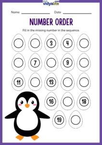 Free Printable Number Order Fill the Box 3rd Set Worksheet