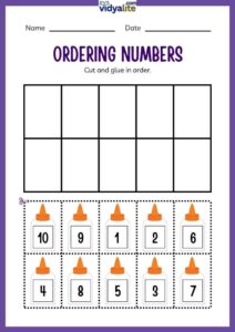 Free Printable Ordering Number 1st Set Worksheet