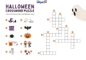 Halloween Kids Crossword Puzzle Worksheet